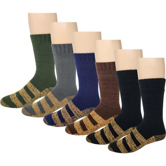 6 Pairs Packs Unisex Thermal Lodge Socks, Heated Winter Non-Skid Boot Socks - Picture 6 of 9